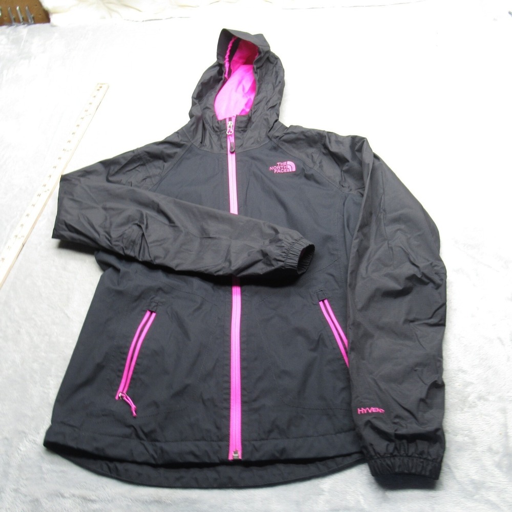The North Face Jacket Women Small Black Hooded Full Zip Hyvent Waterproof Hiking